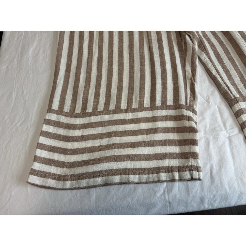 Tribal Linen Blend Pants Cropped Wide-Leg Striped Coastal Vacation Size XXL NWT - Picture 4 of 10